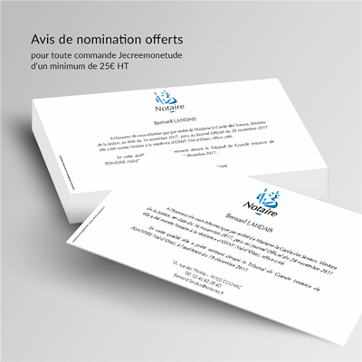 AVIS DE NOMINATION OFFERTS